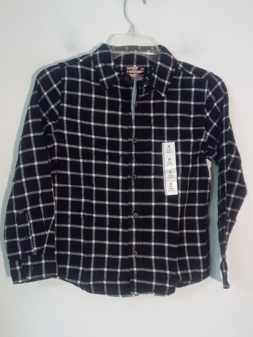 Cat & Jack Boys Black and White Check Button-Up Shirt  Medium 8 NWT $15